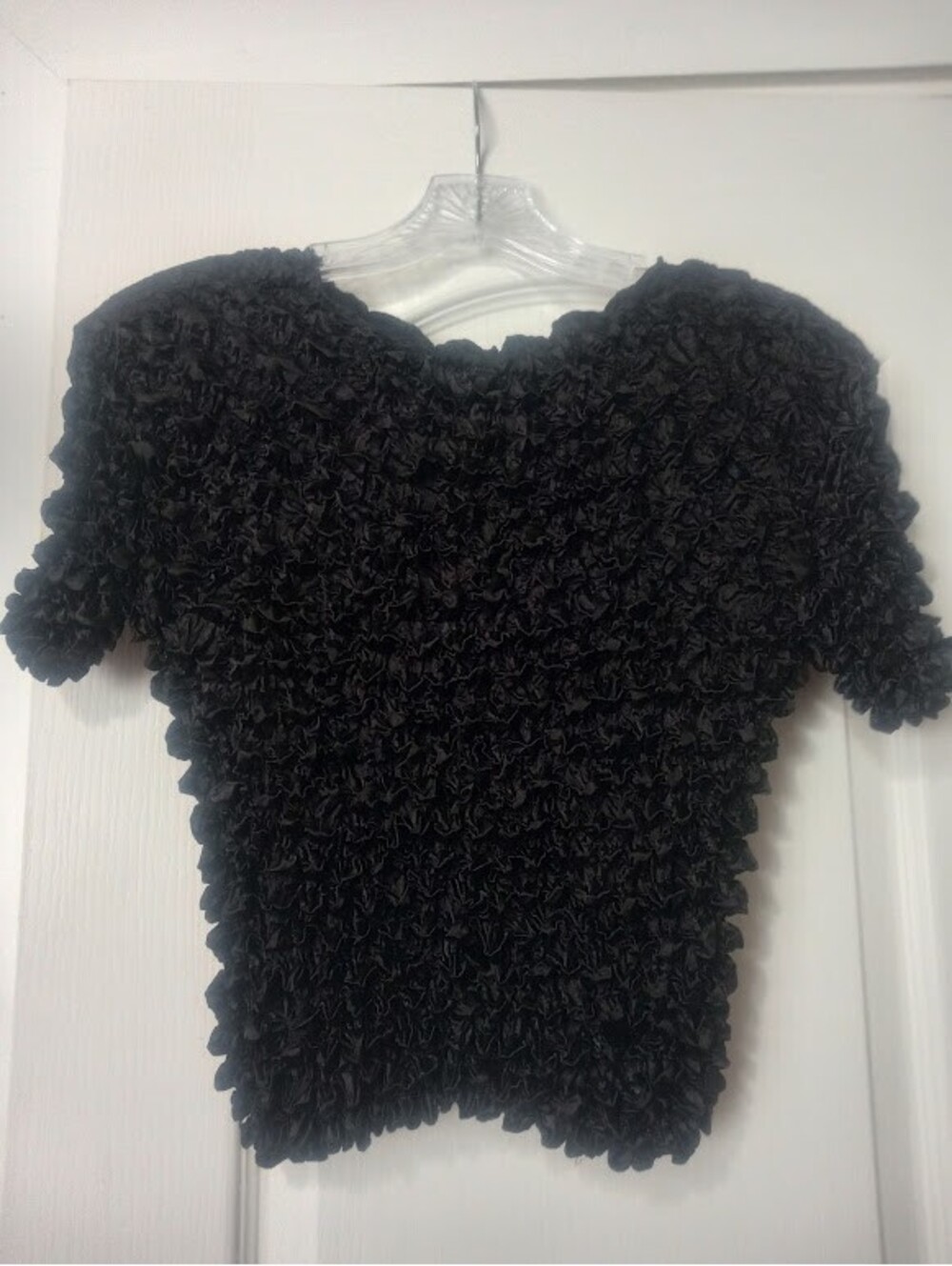 Black Textured Crinkle Top | Comfy | Perfect for layering or statement looks GUC